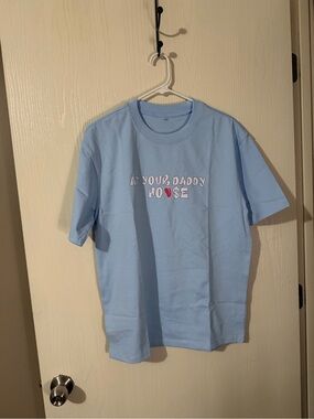 Baby Blue “At Your Daddy HO❤️$E” Graphic T-Shirt Size Medium